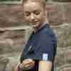 Women's navy short sleeve polo shirt