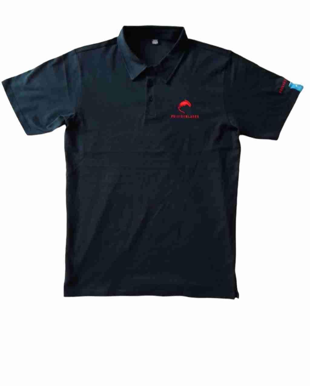 New Fritidsklader navy polo shirt with red detail