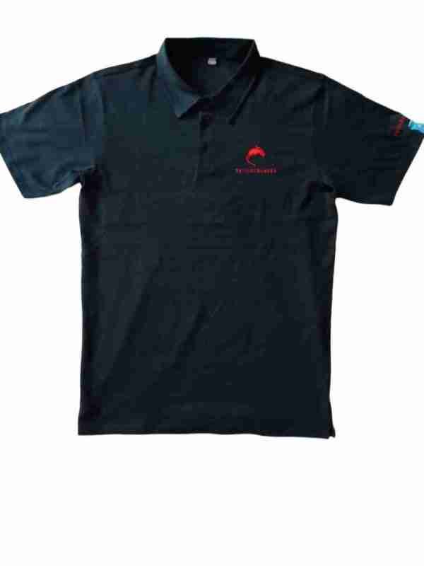 New Fritidsklader navy polo shirt with red detail