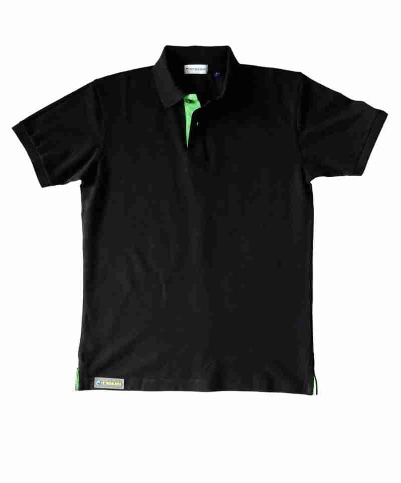 Black polo with lime trim