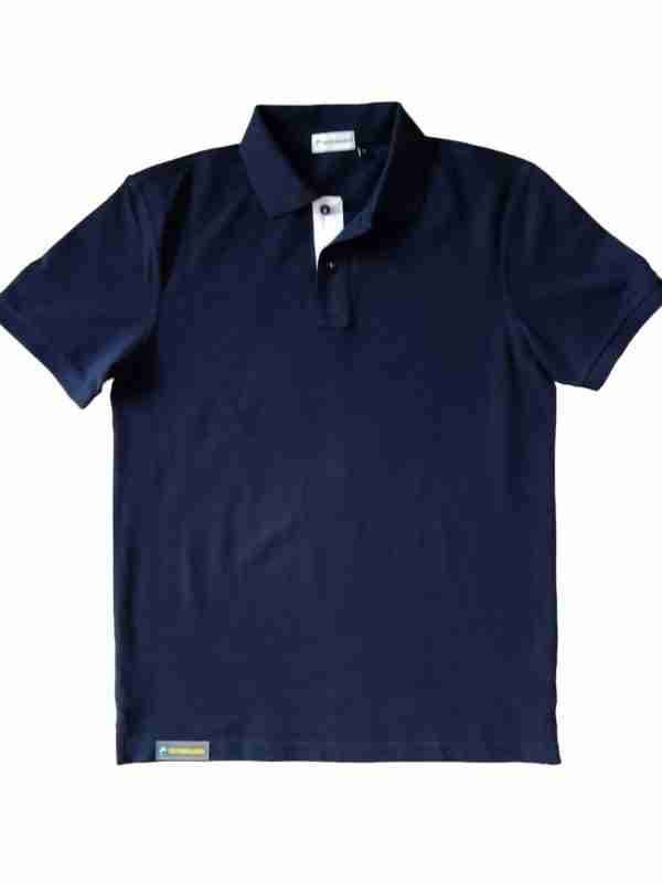 Navy and white trimmed polo shirt