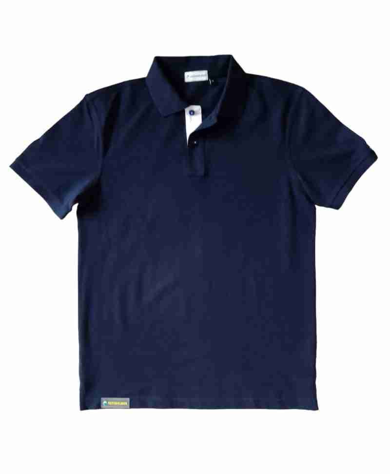 Navy and white trimmed polo shirt