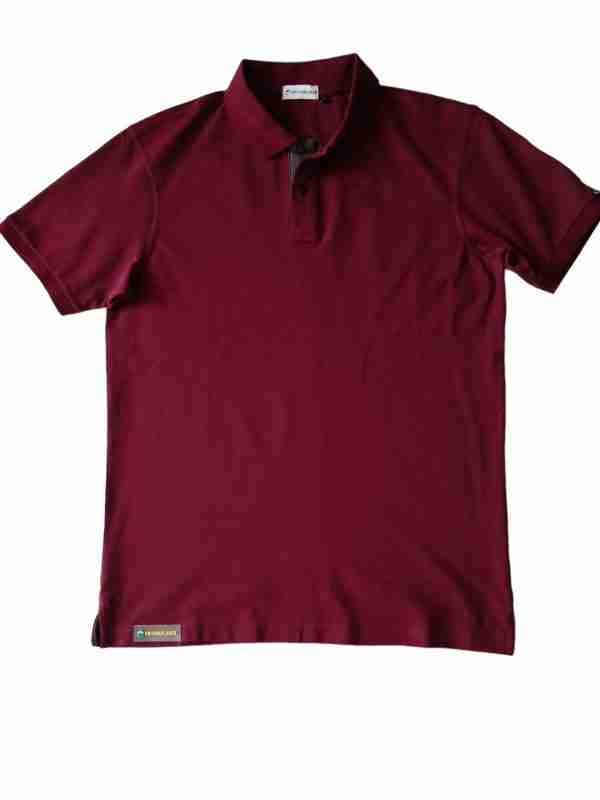 Burgundy and grey trim polo shirts