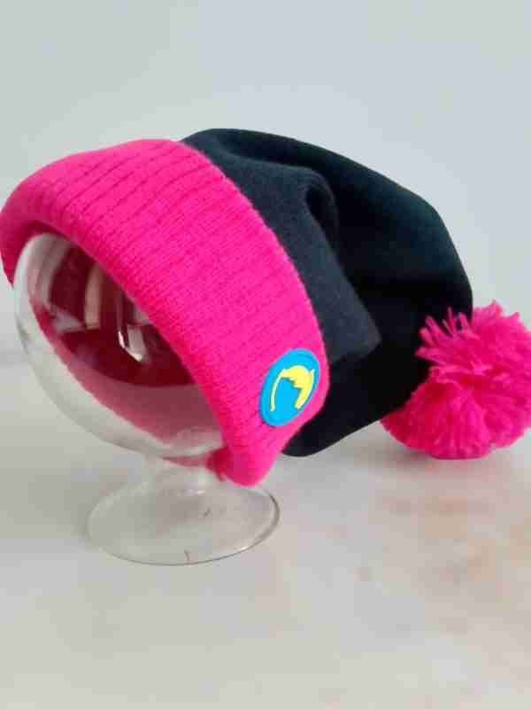 Pink and Navy Bobble Hat