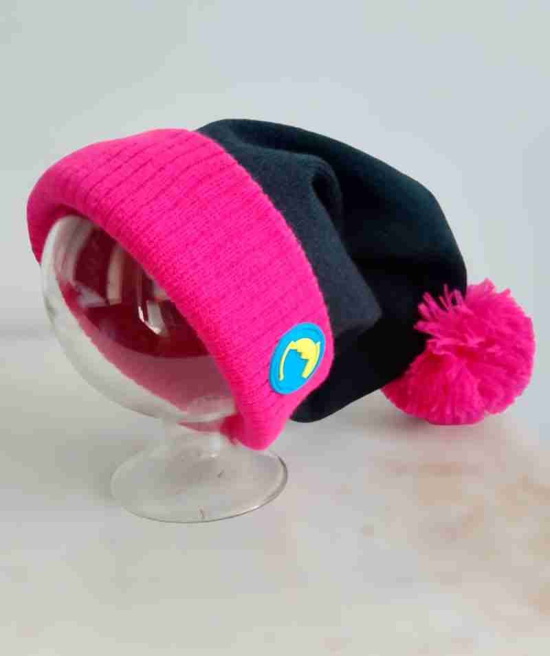 Pink and Navy Bobble Hat