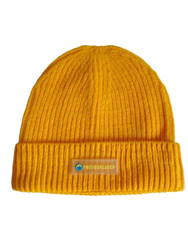 Sunflower yellow ribbed beanie hat