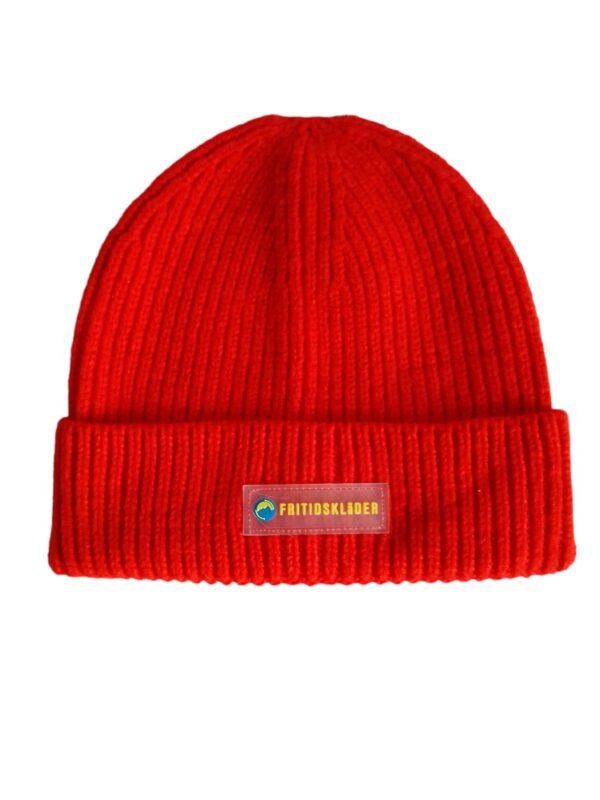 Fiery Red Ribbed Beanie Hat